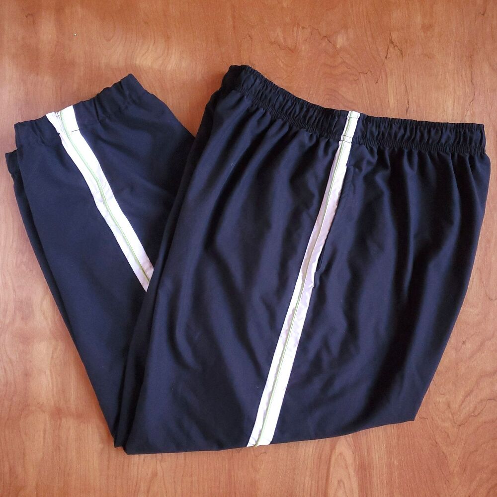 Vintage Wilson Track Pants Womens XL Black Stripe Lined Ankle Zip Y2K Retro
